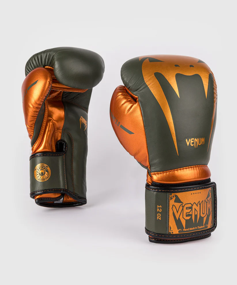 VENUM GIANT 3.0 Bőr Boxkesztyű, Khaki/Bronz