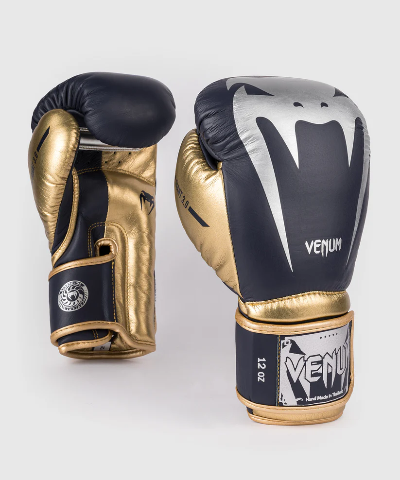 VENUM GIANT 3.0 Bőr Boxkesztyű, Navy/Arany/Ezüst