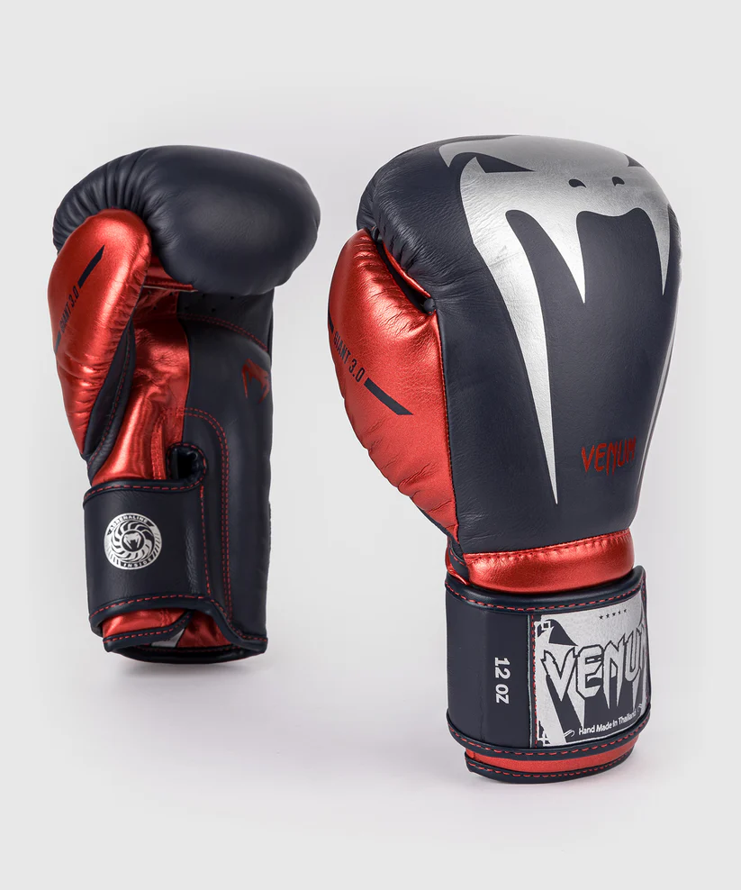 VENUM GIANT 3.0 Bőr Boxkesztyű, Navy/Piros/Ezüst