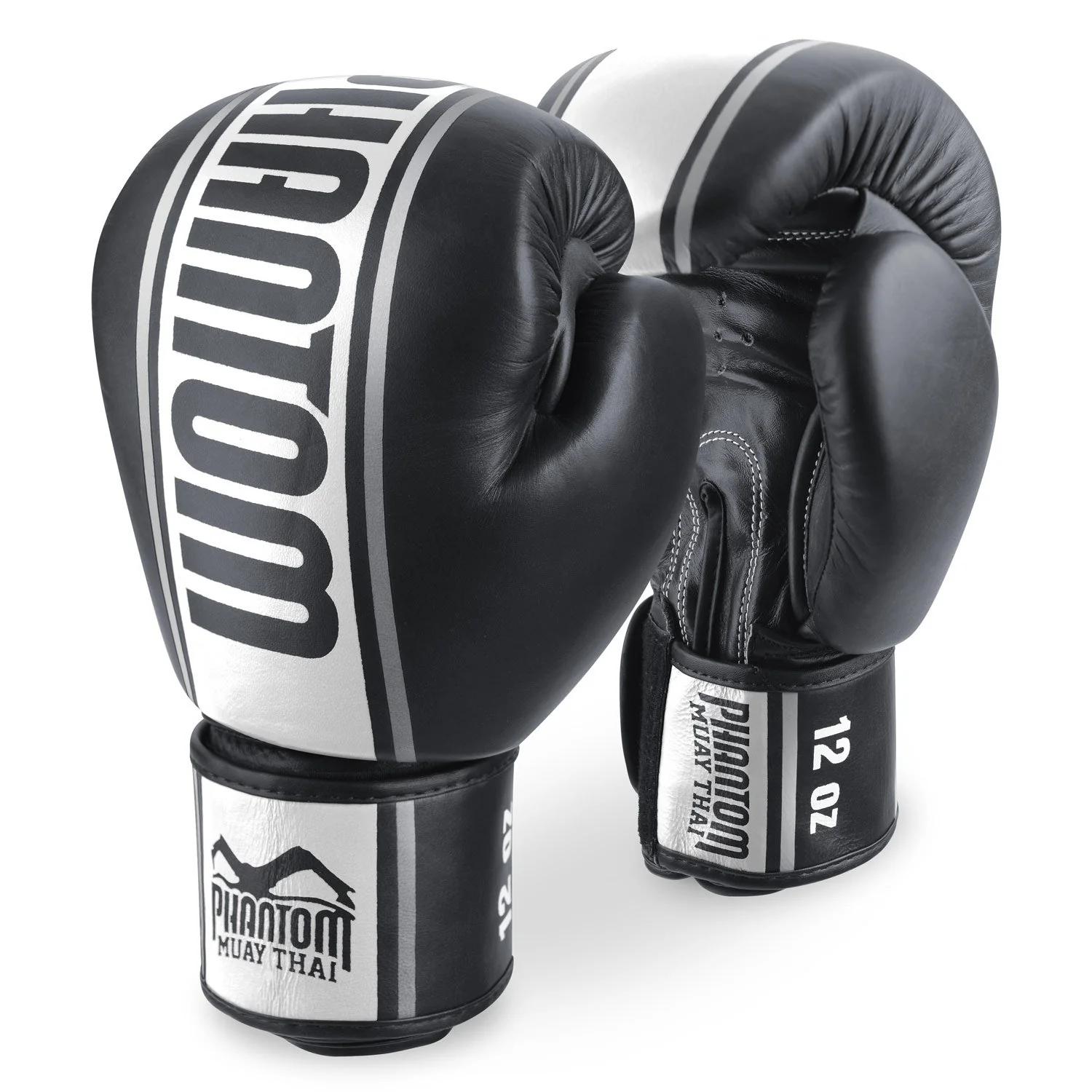 PHANTOM Athletics MT-PRO Műbőr Boxkesztyű, Fekete/Fehér, 14-oz