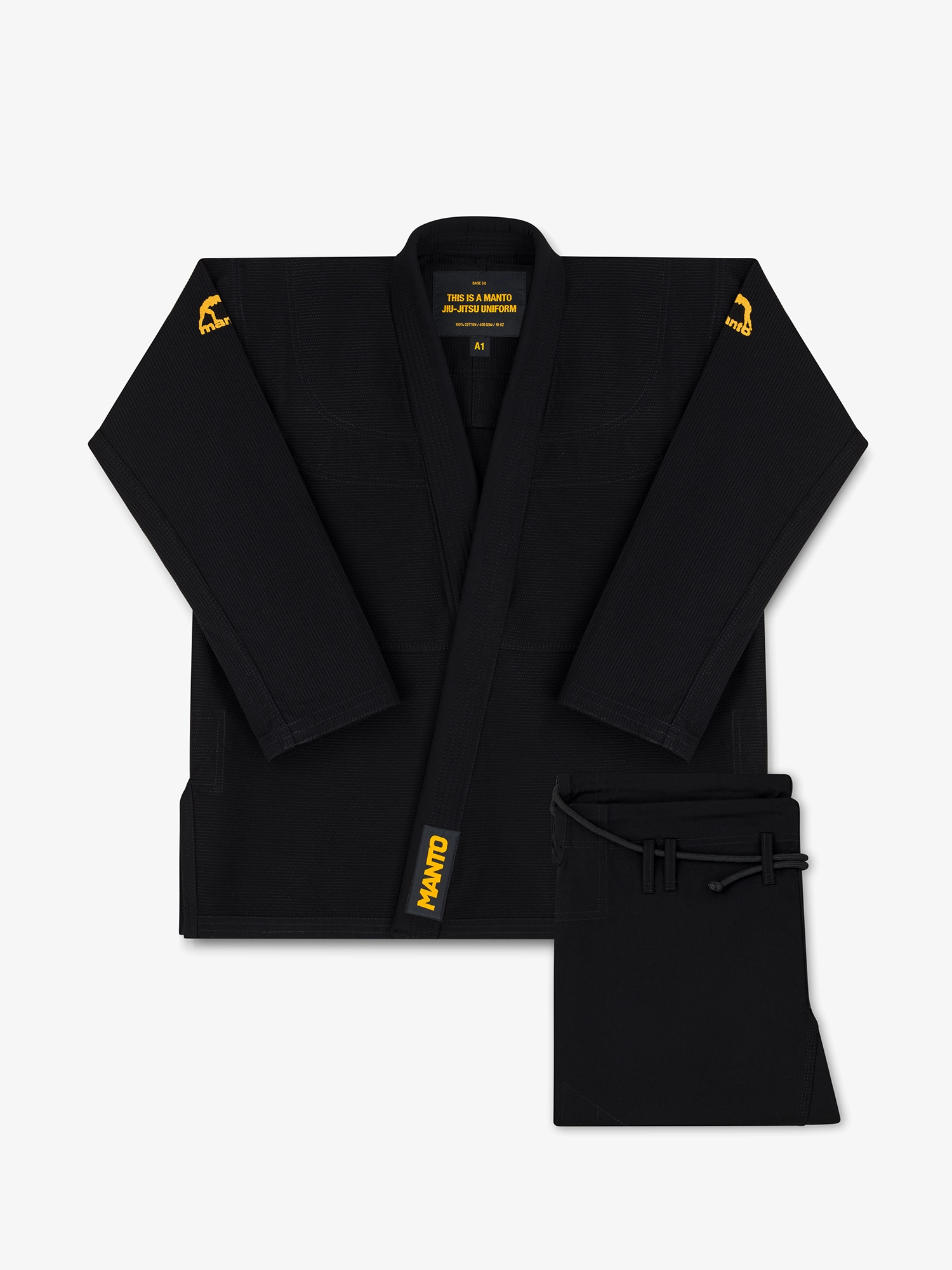 MANTO BASE 3.0 BJJ Gi, Fekete/Citromsárga