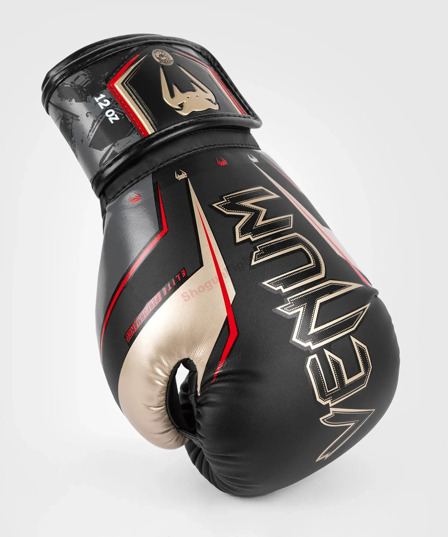 VENUM ELITE EVO Boxkesztyű, Fekete/Arany/Piros 