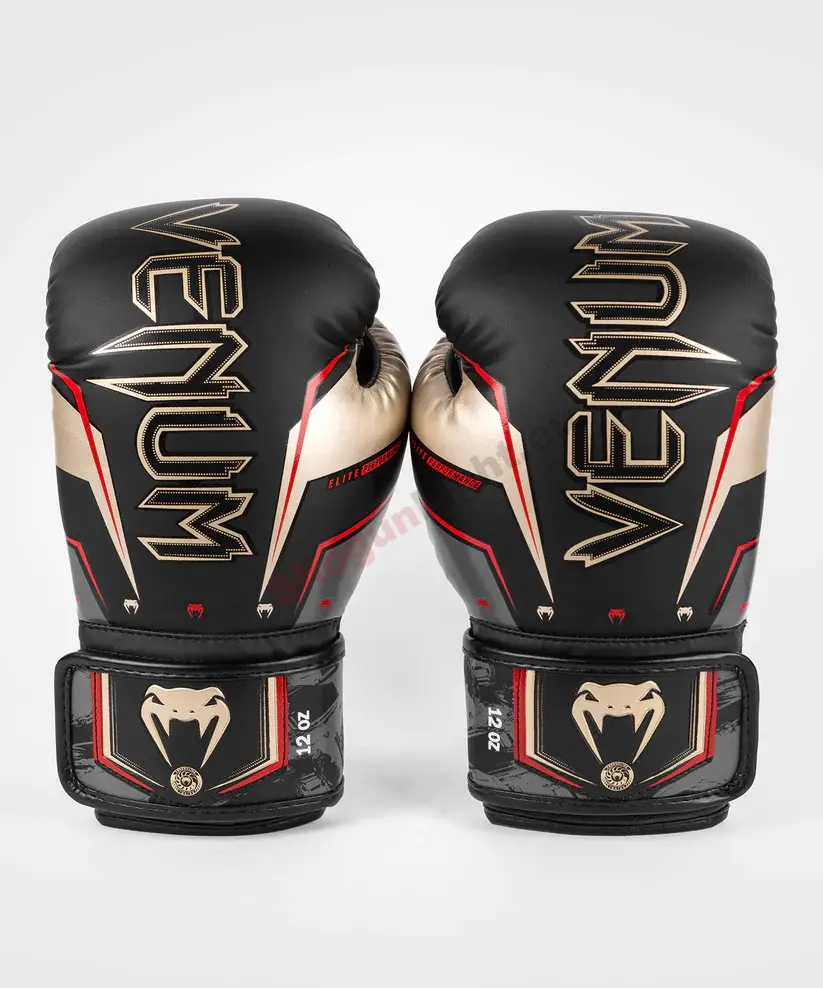 VENUM ELITE EVO Boxkesztyű, Fekete/Arany/Piros 