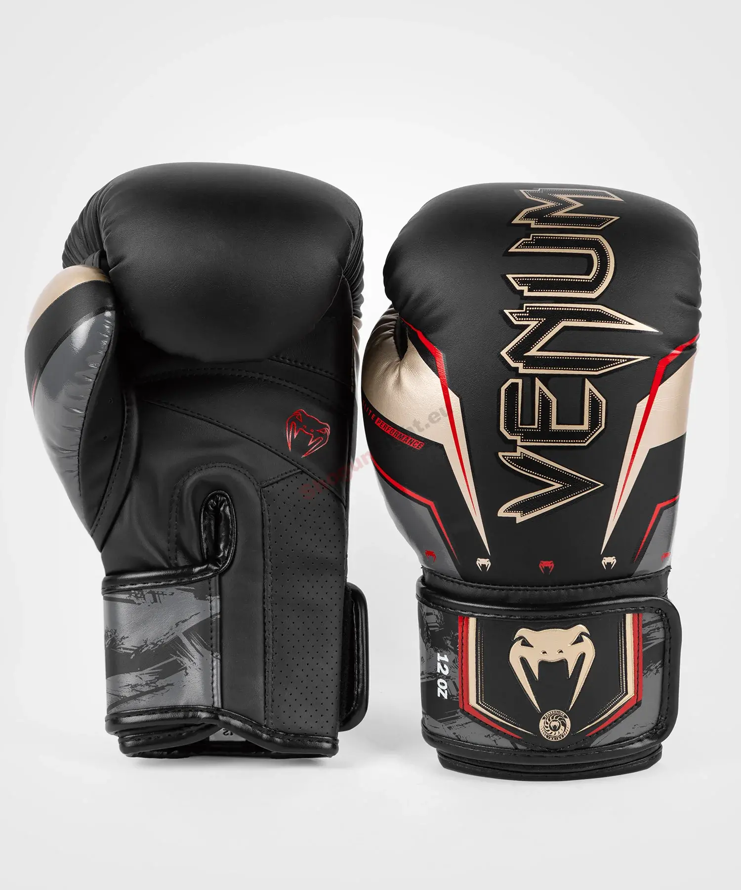 VENUM ELITE EVO Boxkesztyű, Fekete/Arany/Piros 