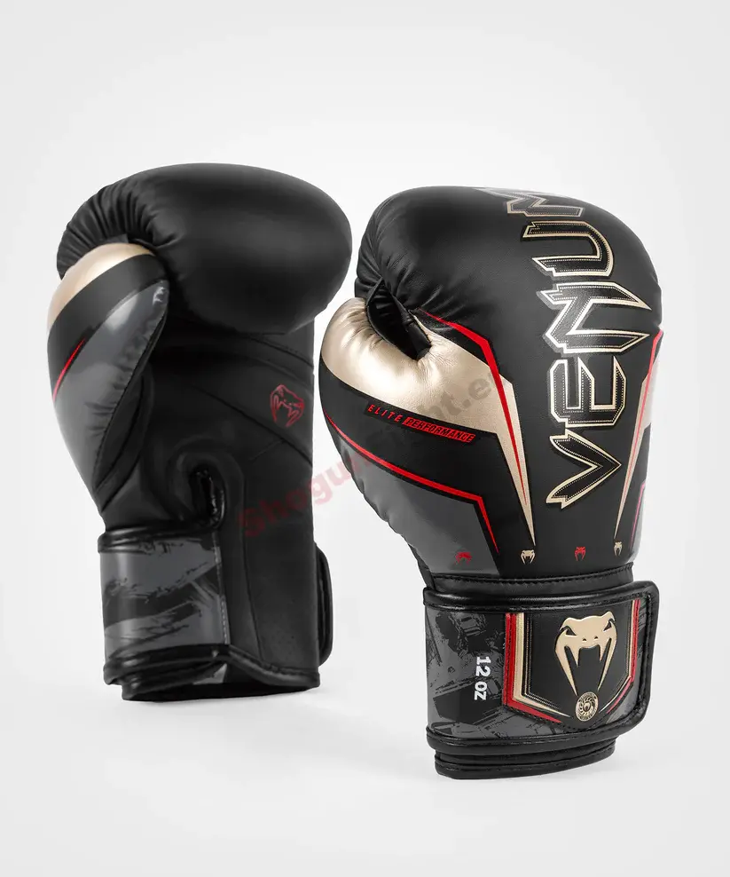 VENUM ELITE EVO Boxkesztyű, Fekete/Arany/Piros 